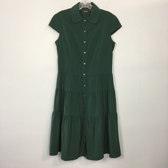 asifeir Tiered Button Down Cap Sleeved Midi Dress - Picture 1 of 15